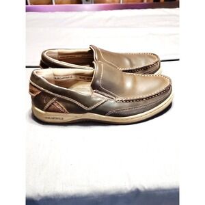 Margaritaville Men 10 Brown Resort Leather Loafers‎ Starboard Casual Boat Shoes*
